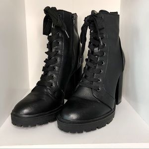 Steve Madden Leather Lace Up Heeled Booties